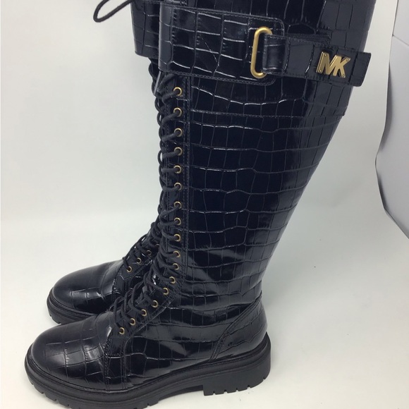 Michael Kors size 8 1/2 Stark crocodile leather combat boots - Picture 5 of 15